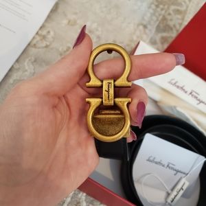 Black leather belt with antique gold belt buckle